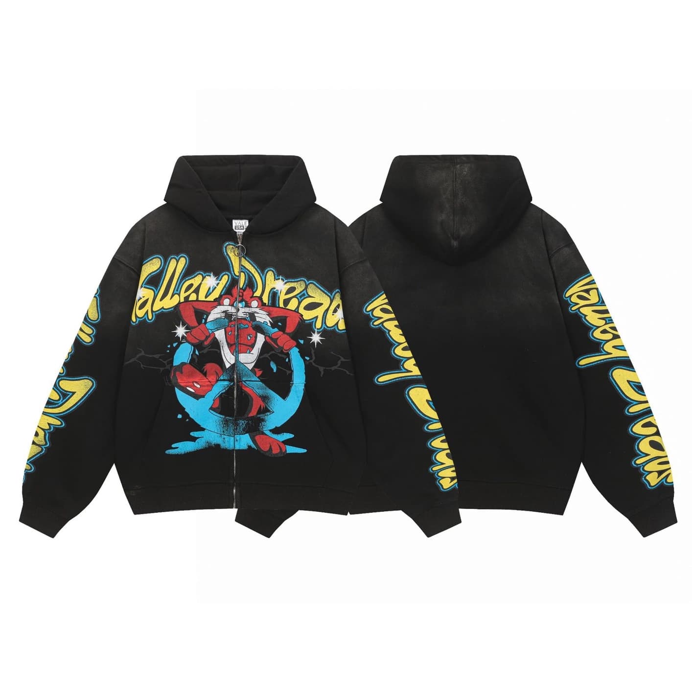 Vale Color Collage Zip Hoodie - Black
