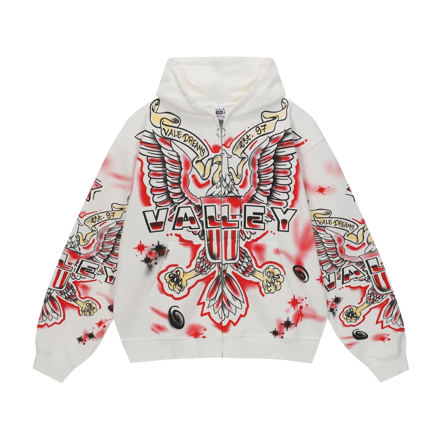 Valley Luxe Crystal Zip Hoodie - White