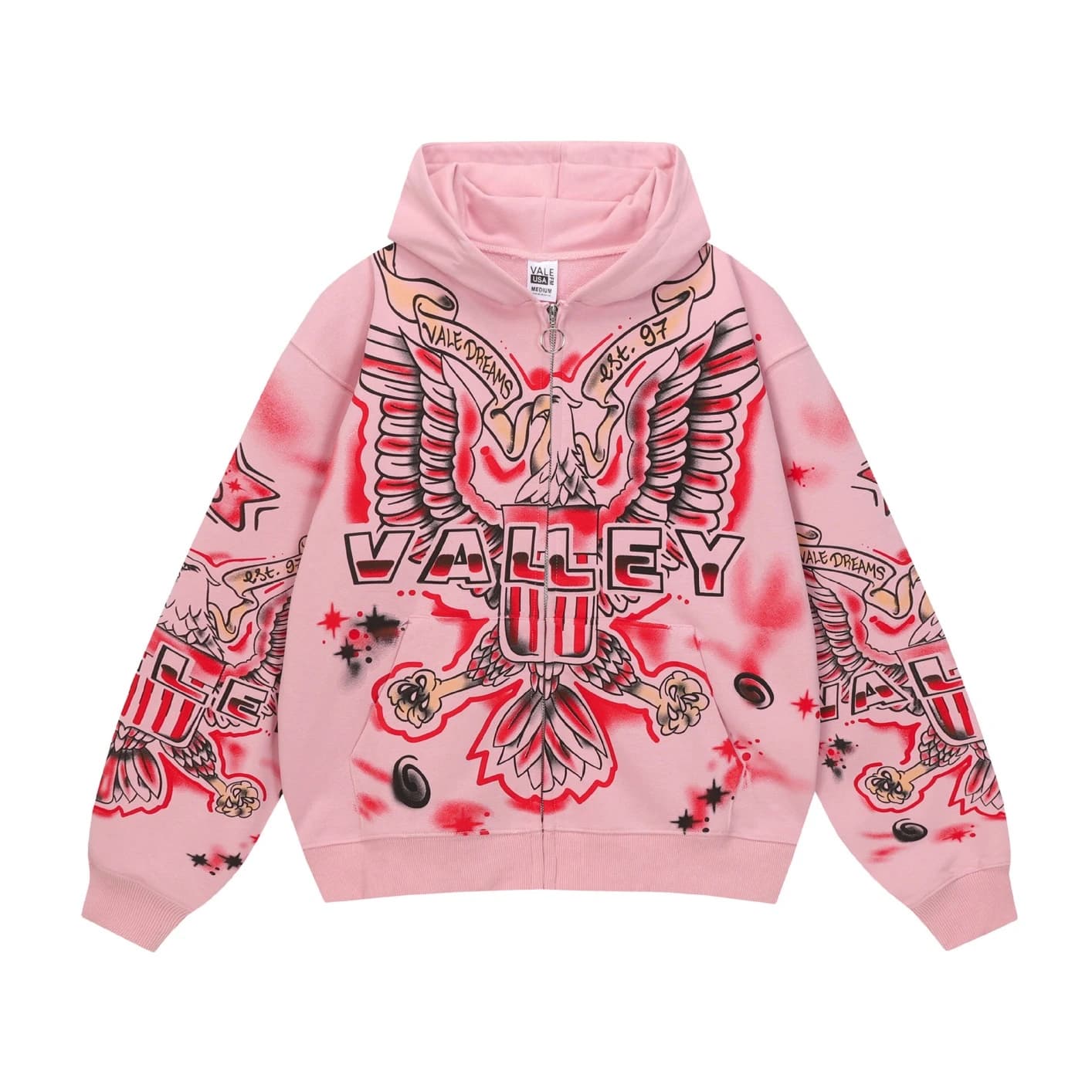 Valley Luxe Crystal Zip Hoodie - Pink
