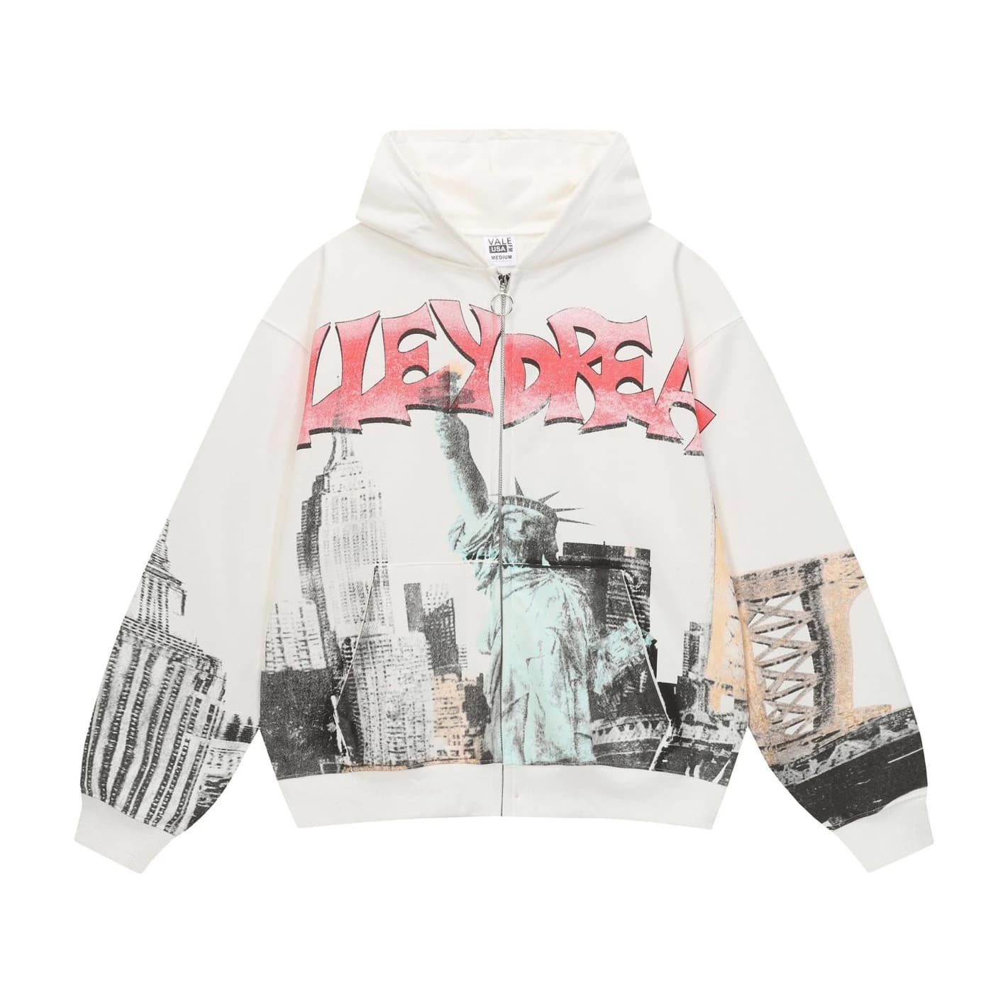 Valley Photo Collage Zip Hoodie - White Pink