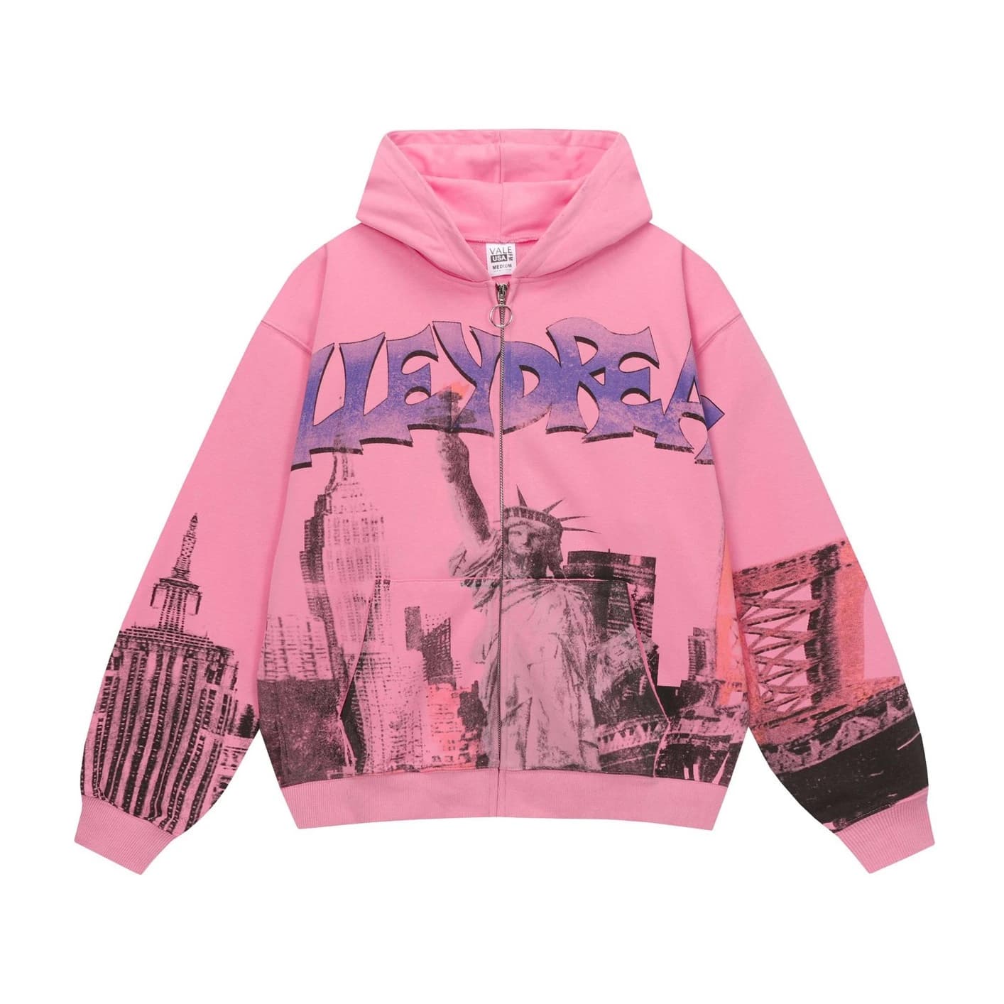 Valley Photo Collage Zip Hoodie - Pink