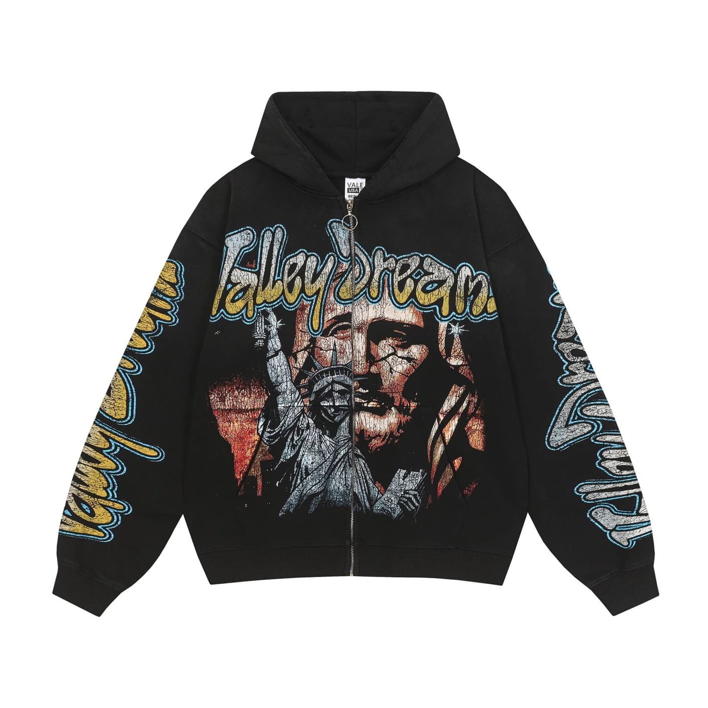 Valley Dreams Collage Zip Hoodie - Black