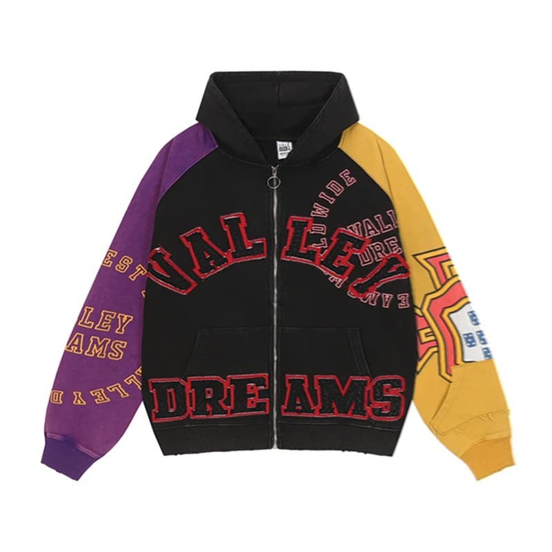Valley Dreams Colorblock Zip Hoodie - Purple Yellow