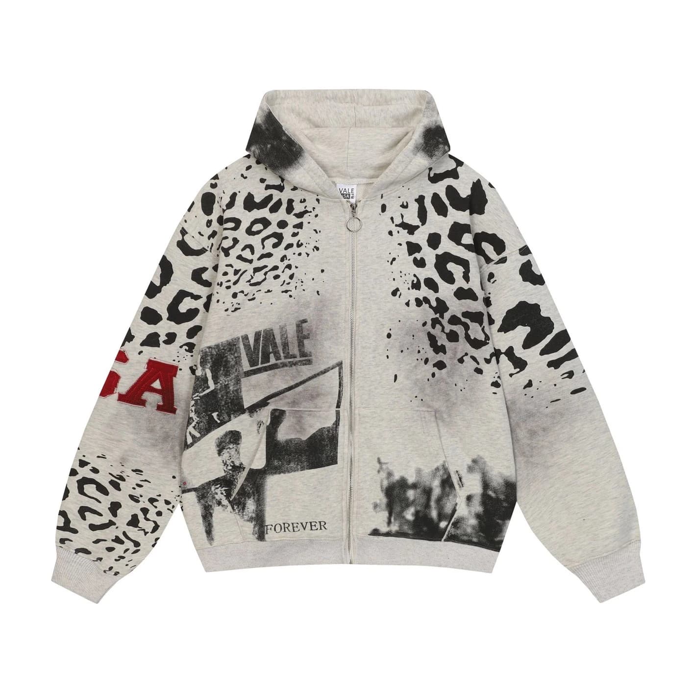 Valley Cheetah Photo Zip Hoodie - White