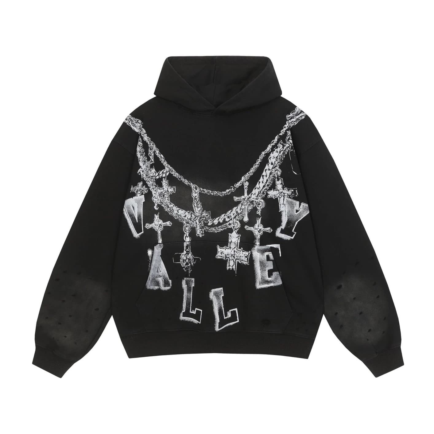 Valley Cross Chain Zip Hoodie - Black