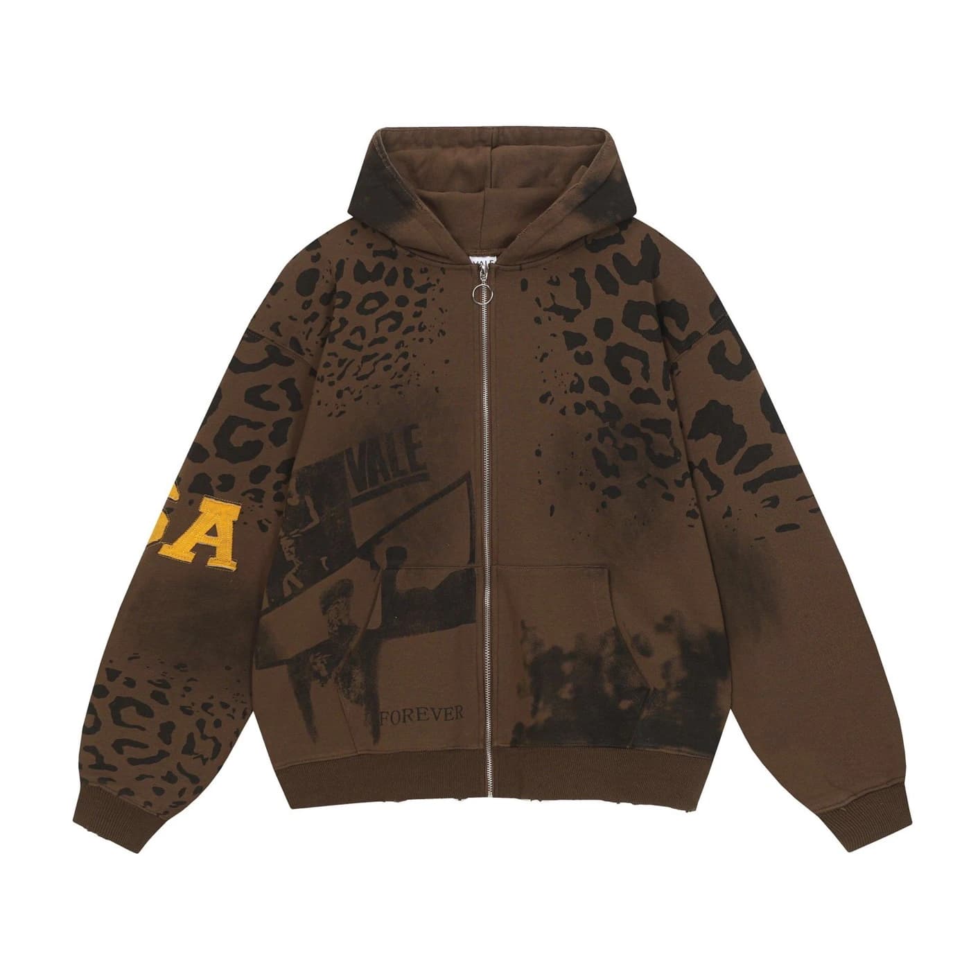 Valley Cheetah Zip Hoodie - Brown