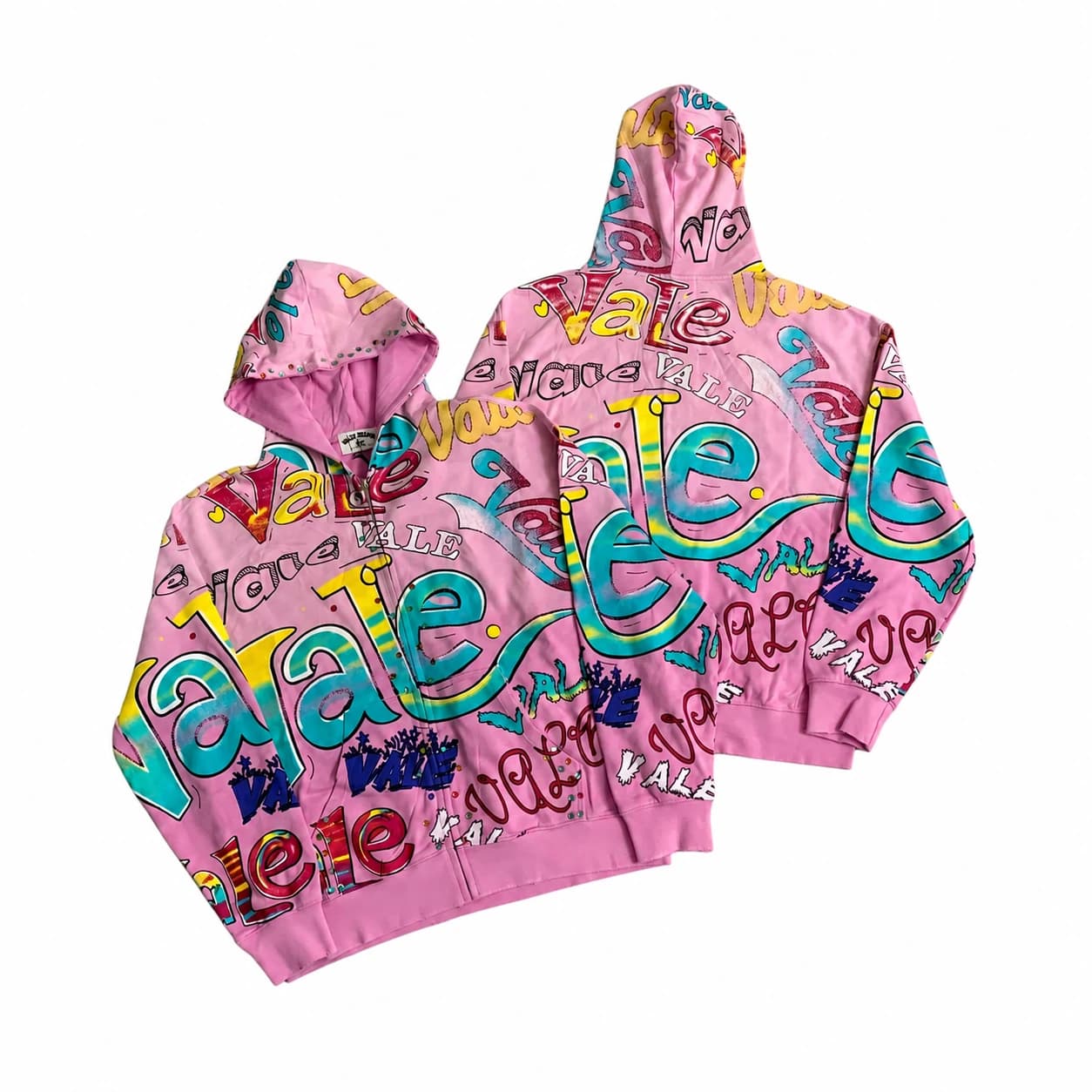 Vale World All Over Zip Hoodie - Pink