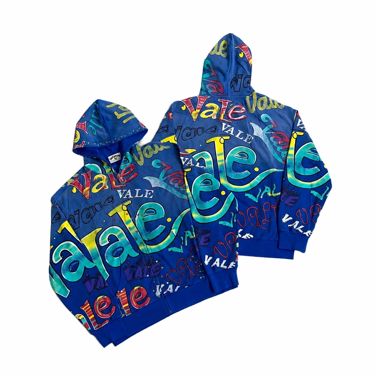 Vale World All Over Zip Hoodie - Blue