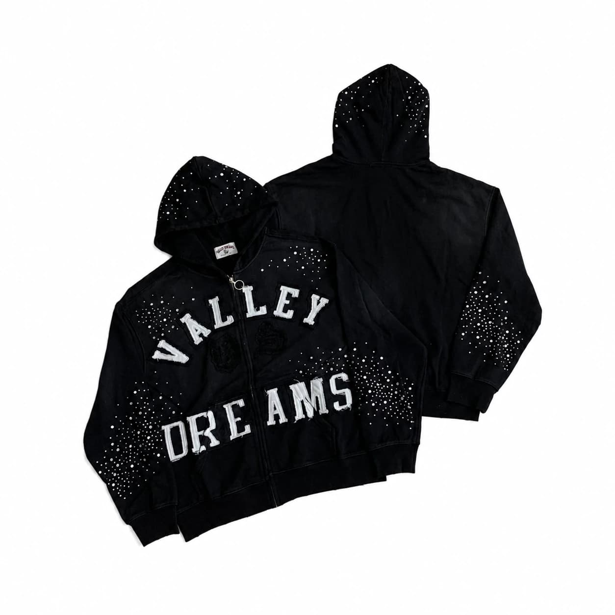 Valley Dreams Crystal Zip Hoodie - Black