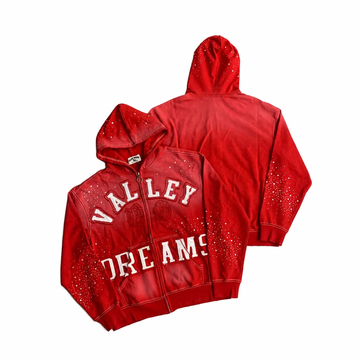 Valley Dreams Crystal Zip Hoodie - Red