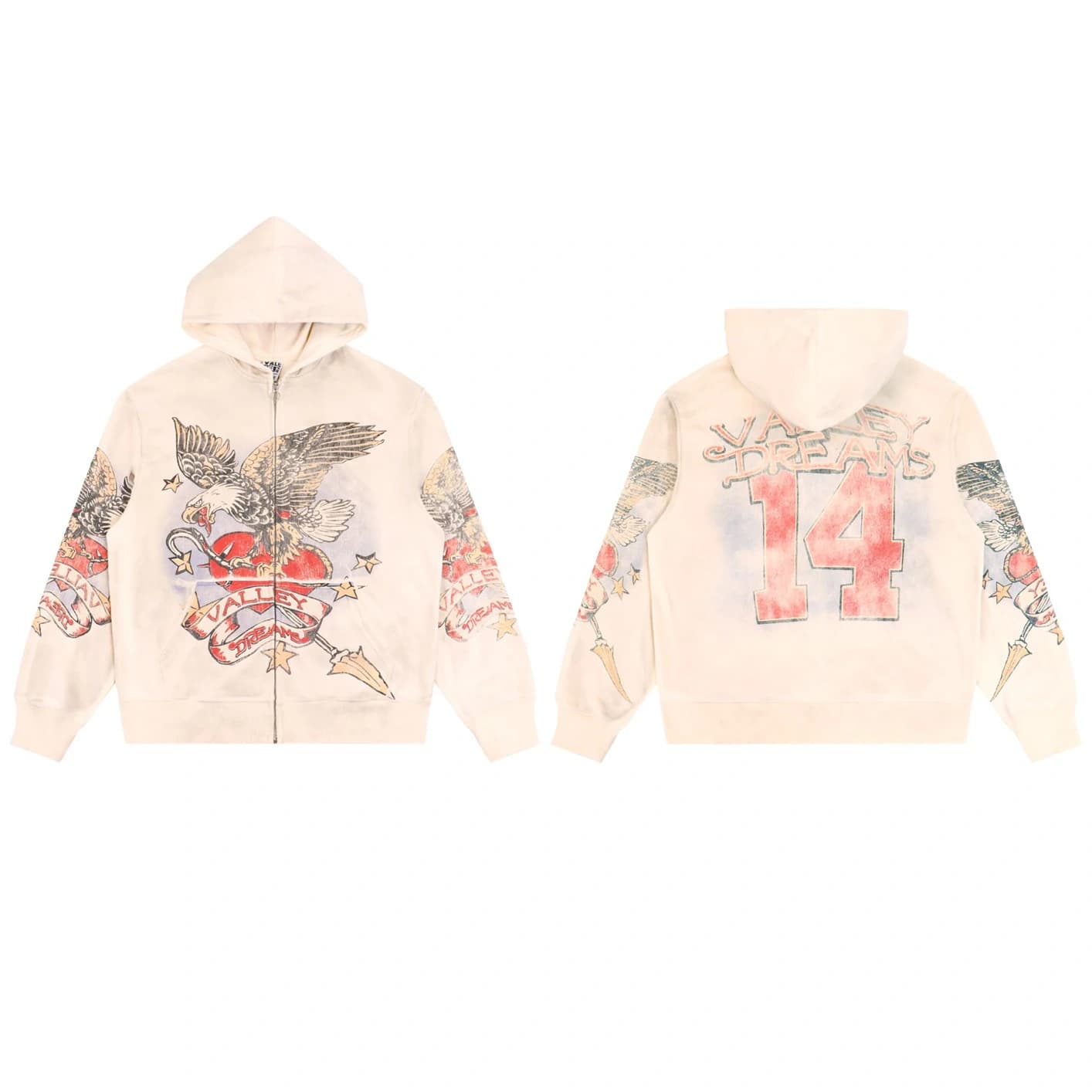 Valley Number 14 Graphic Hoodie - Cream
