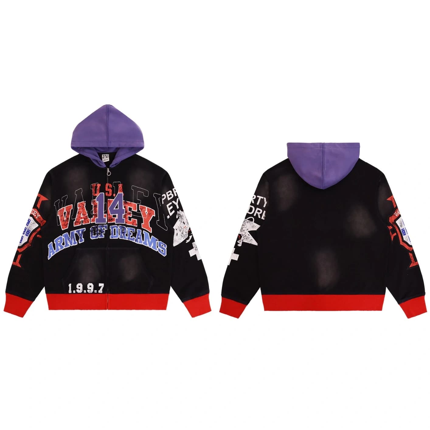 Valley Number 14 Graphic Hoodie - Black Purple