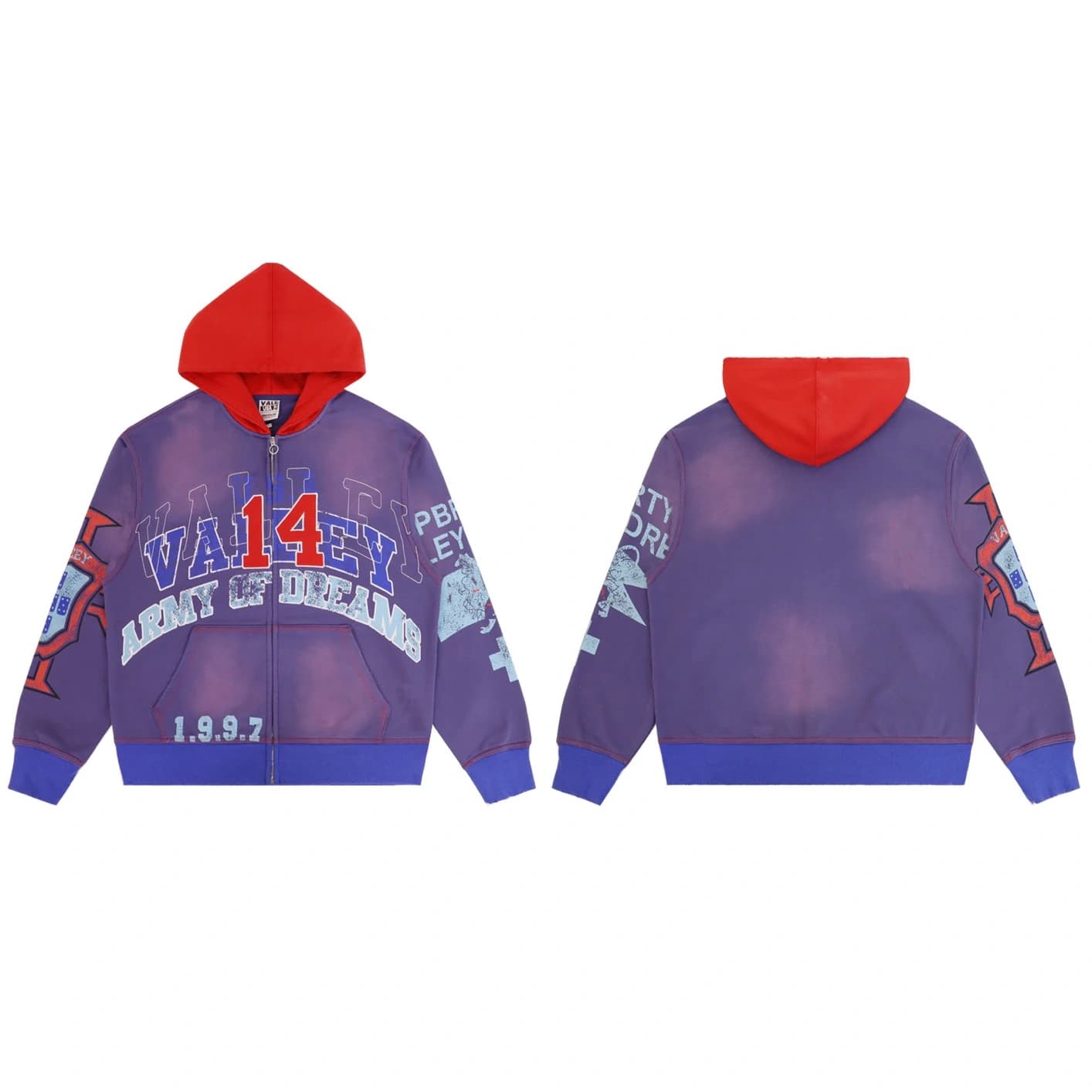 Valley Number 14 Graphic Hoodie - Purple Red