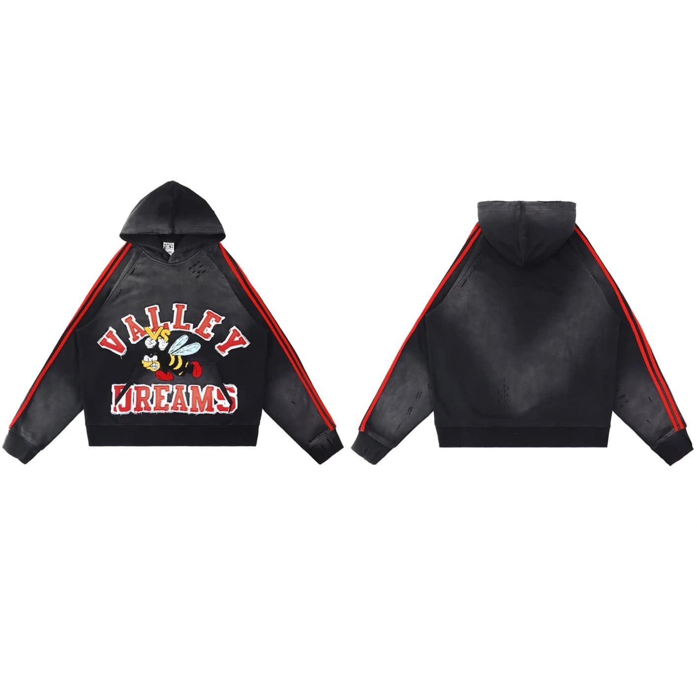 Valley Dreams Varsity Hoodie - Black Red
