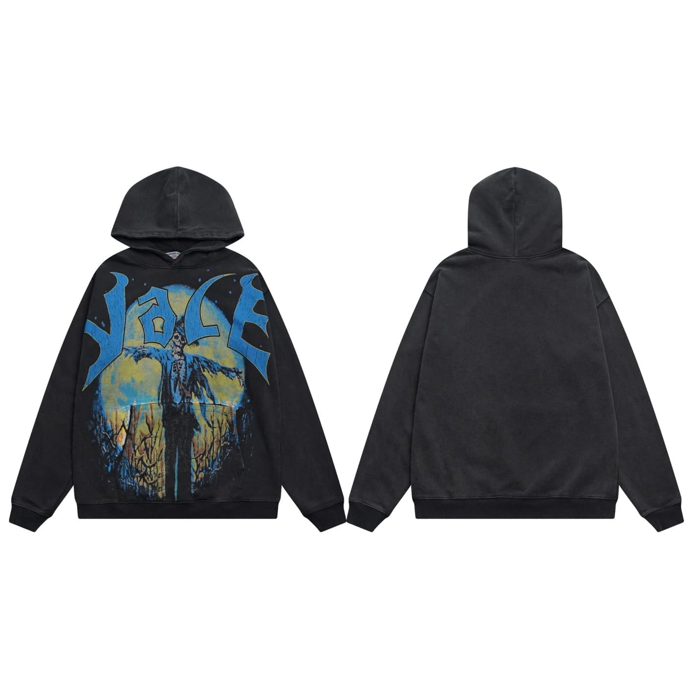 Valley Blue Flame Graphic Hoodie - Black