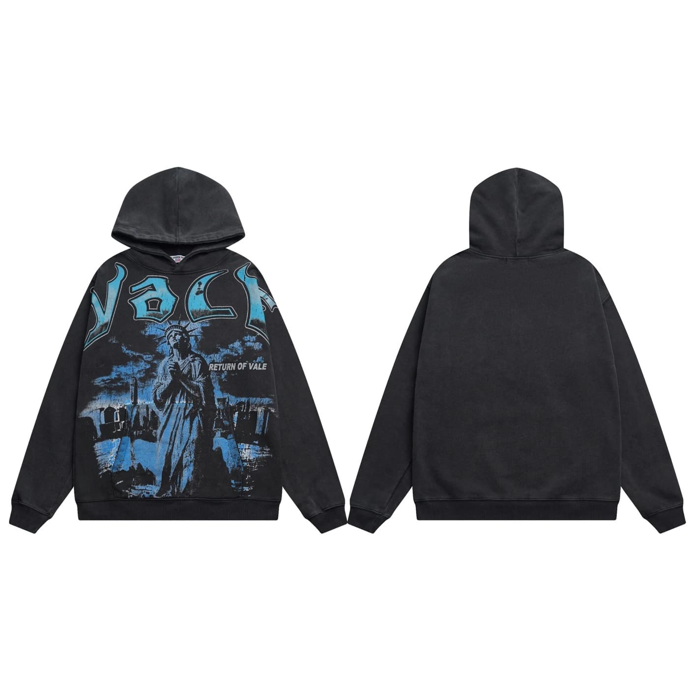Valley Blue Collage Hoodie - Black