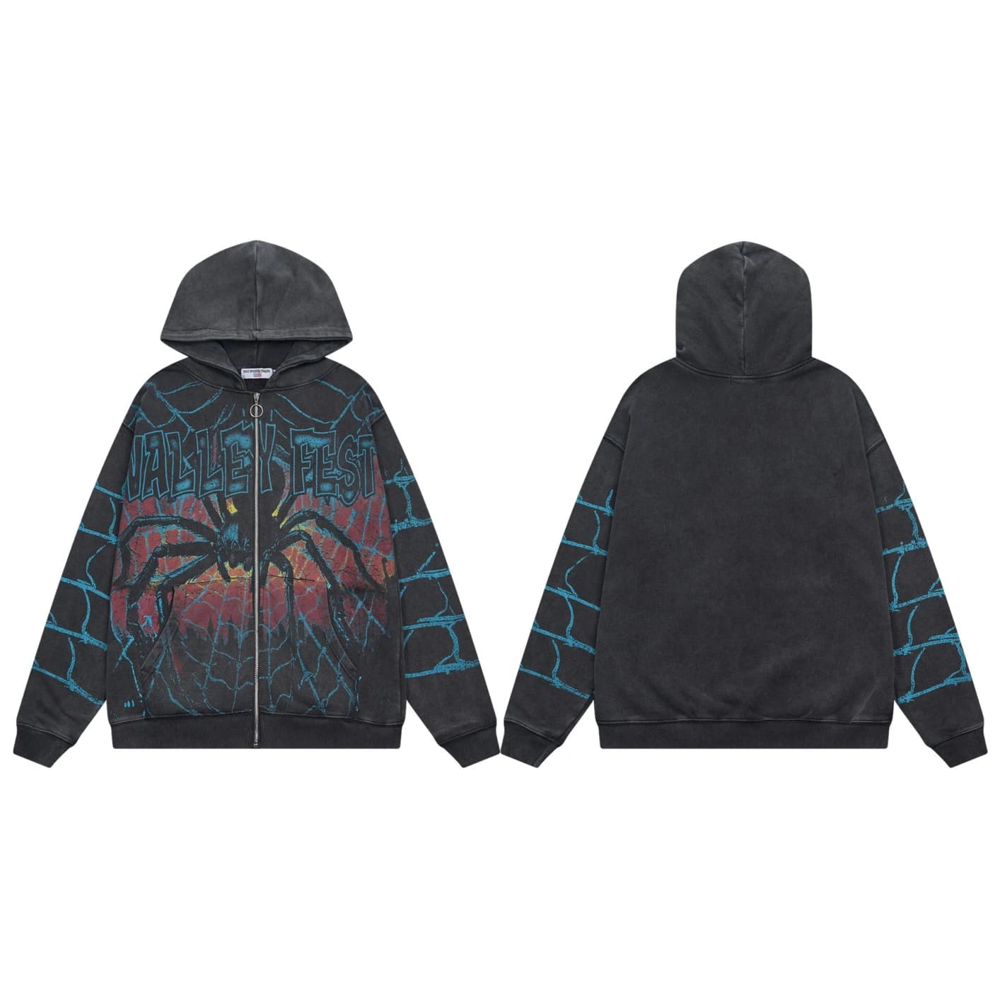 Valley Gothic Line Zip Hoodie - Black