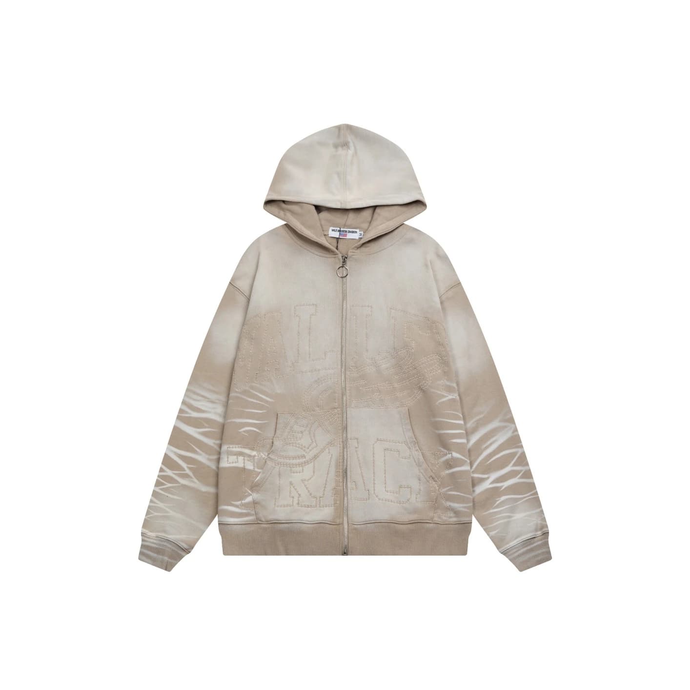 Valley Embossed Zip Hoodie - Cream