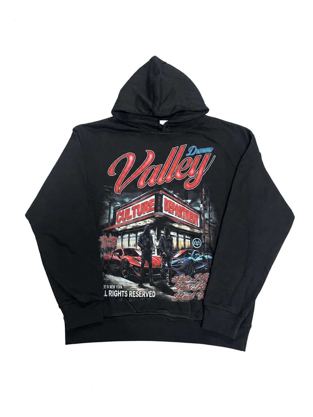 Valley Urban Script Hoodie - Black Red