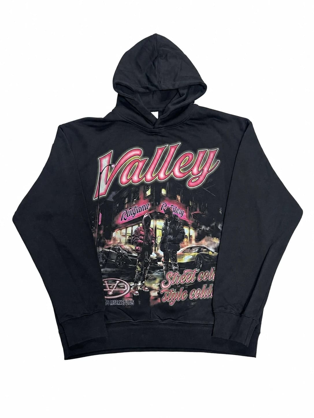Valley Urban Script Hoodie - Black Pink