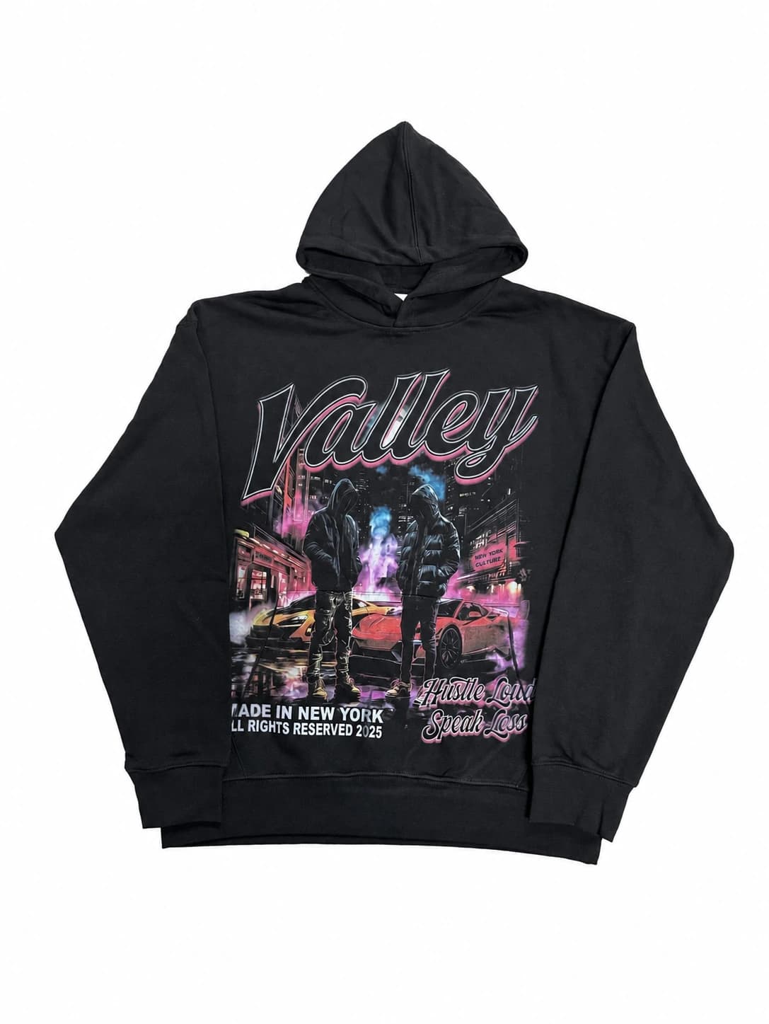 Valley Neon Graphic Hoodie - Black Pink