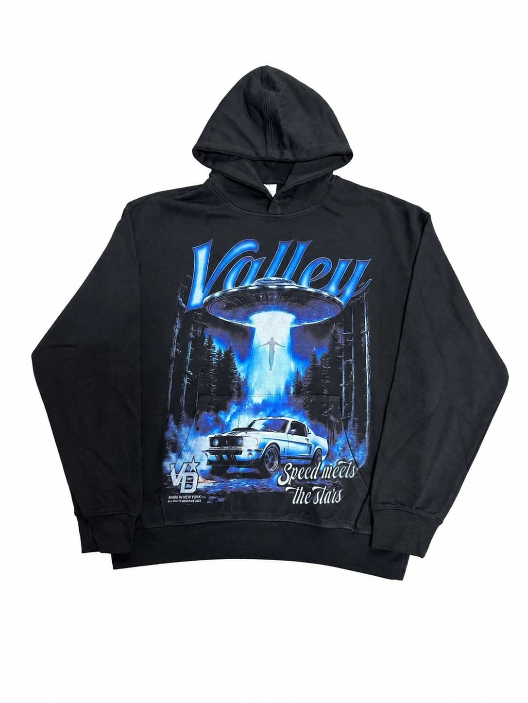 Valley Racing Car Hoodie - Black Blue