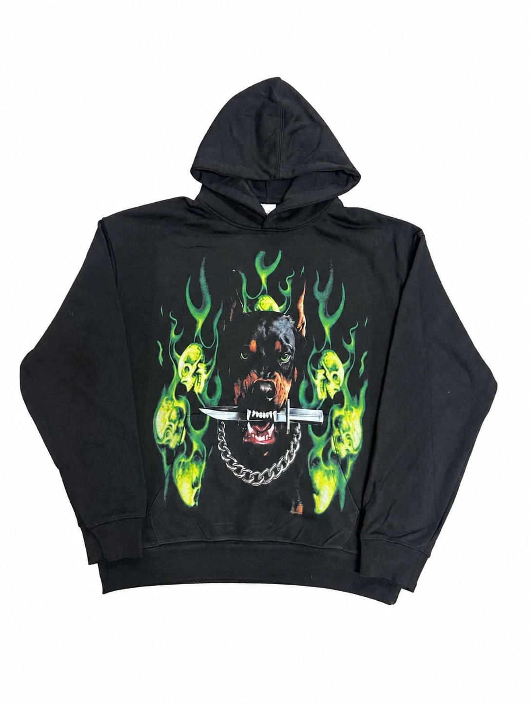 Valley Green Flame Hoodie - Black