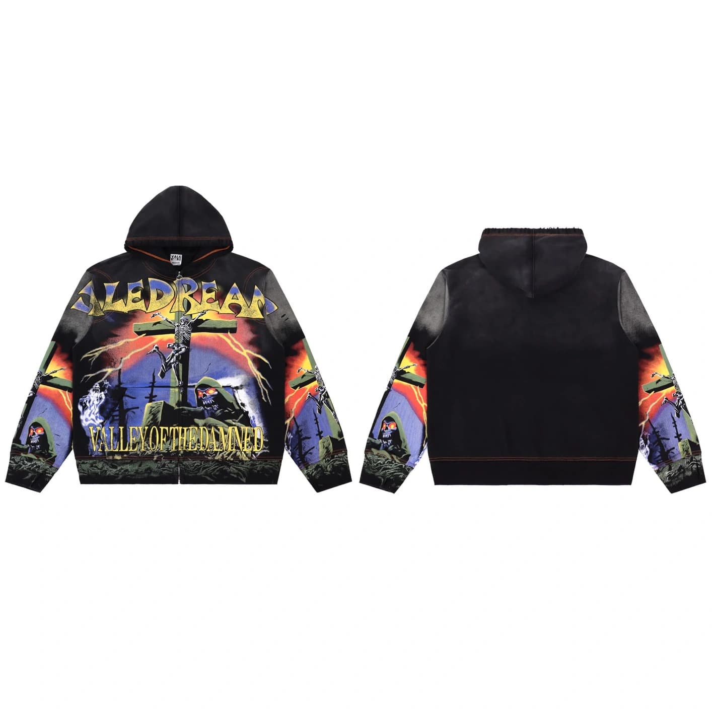 Valley All Over Collage Zip Hoodie - Multicolor
