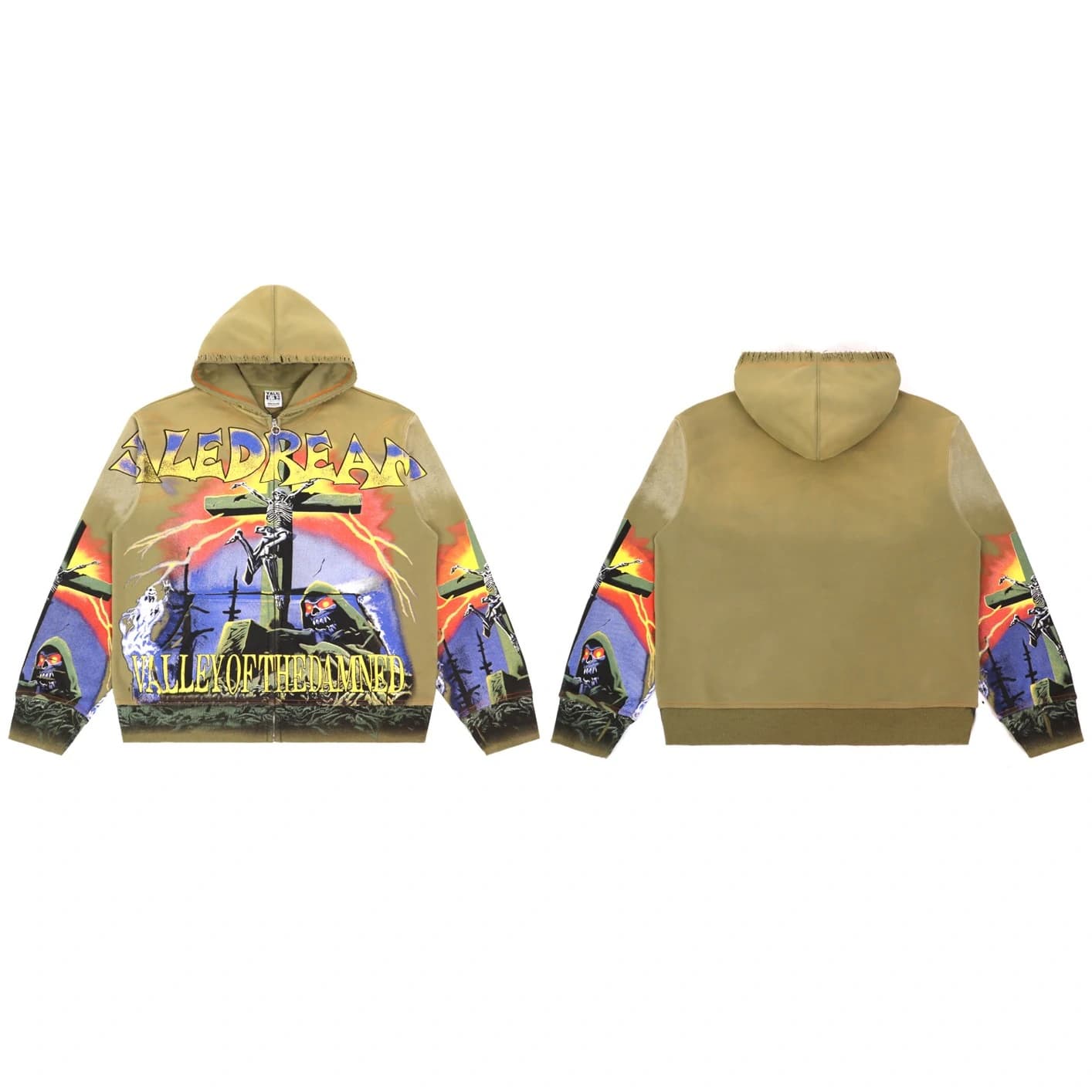 Valley All Over Collage Zip Hoodie - Sand