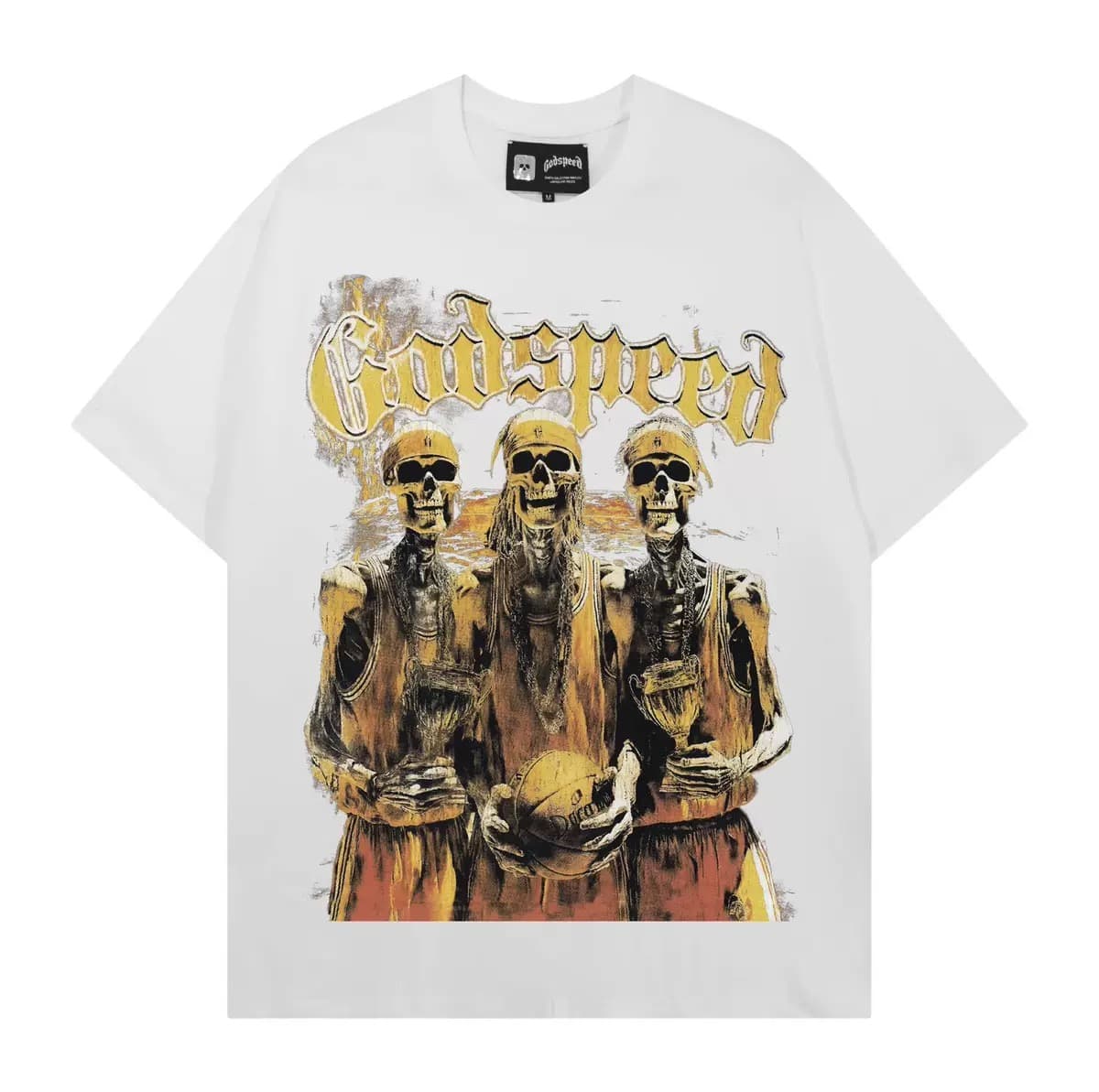 T-shirt Oversize GodSpeed - Last Supper Triple Skeletons - Weiß