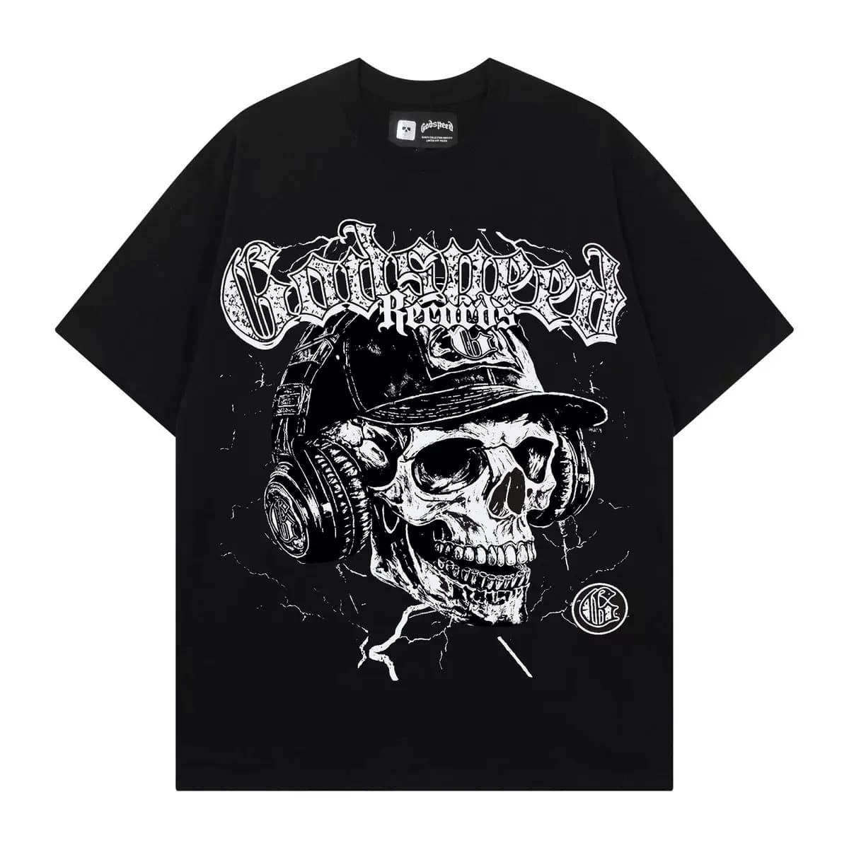 T-shirt Oversize GodSpeed - Skeleton DJ - Schwarz