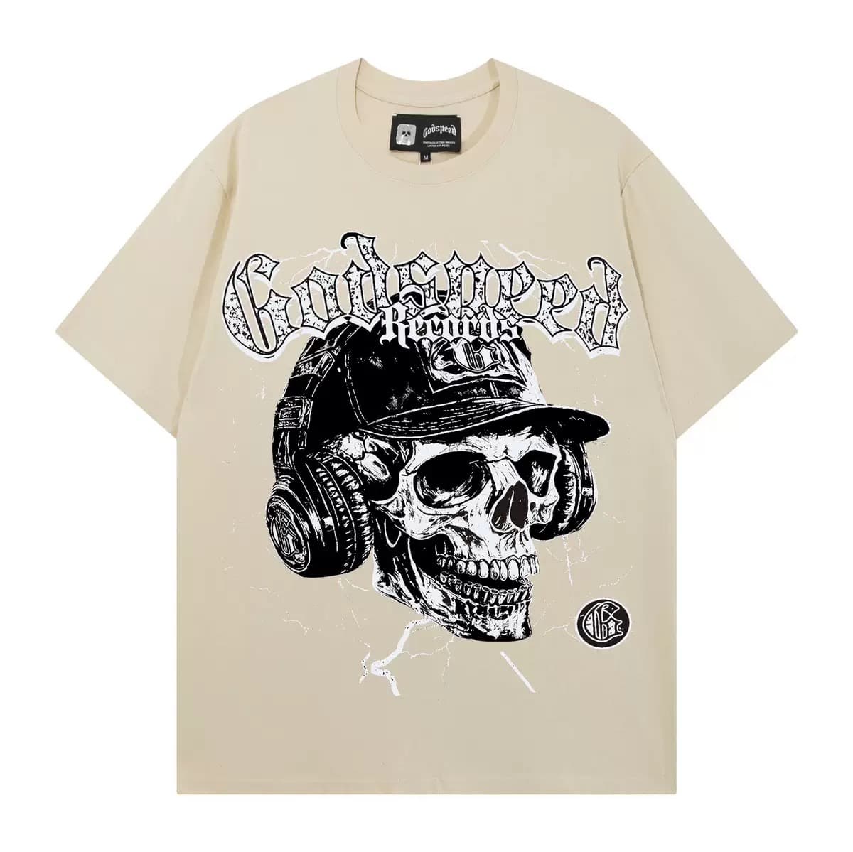 T-shirt Oversize GodSpeed - Skeleton DJ - Crema