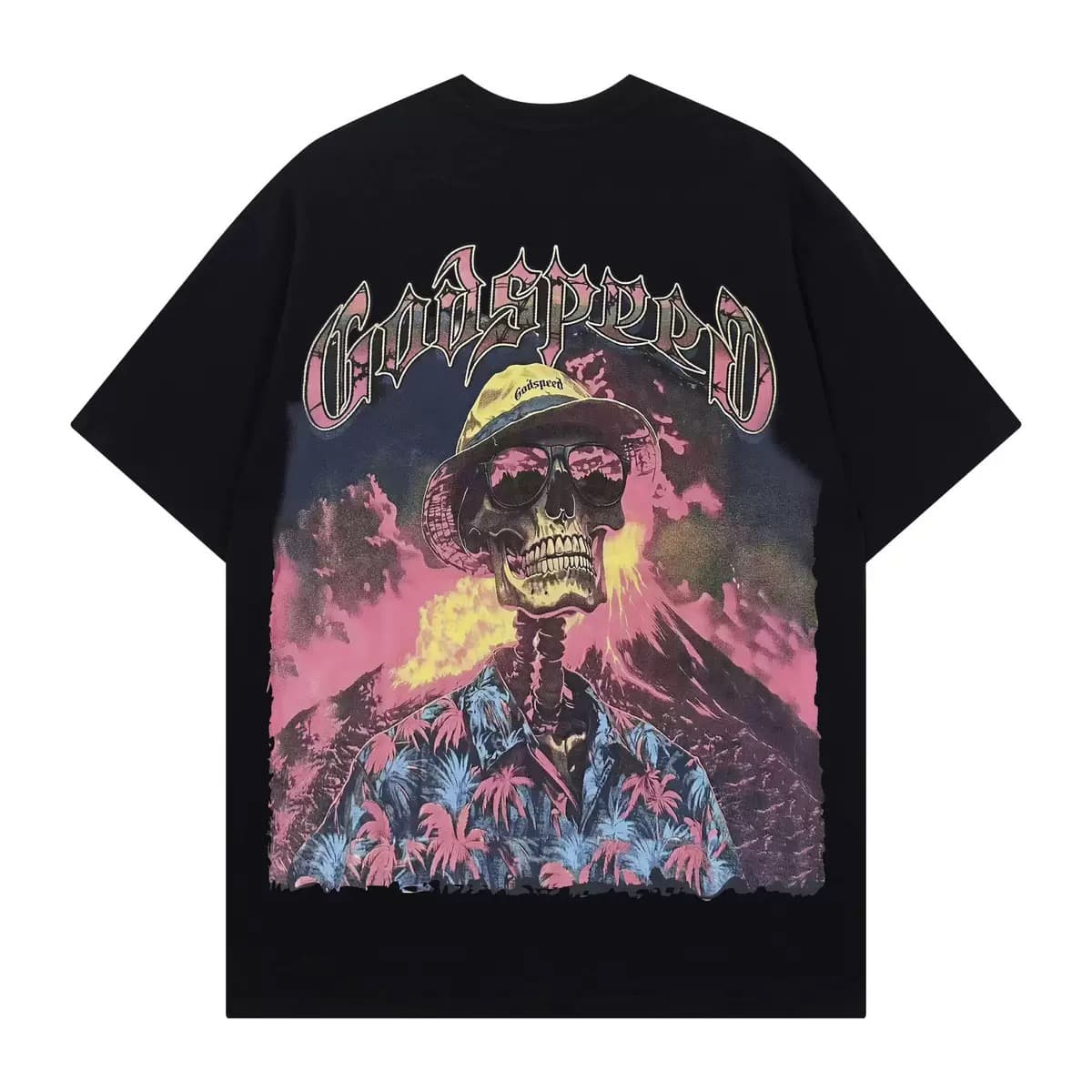 T-shirt Oversize GodSpeed - Tropical Skeleton - Schwarz