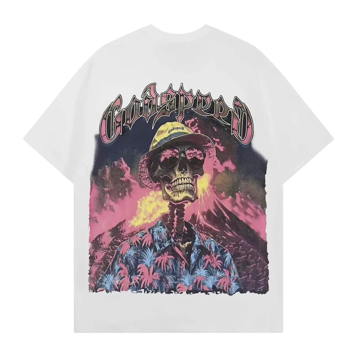 T-shirt Oversize GodSpeed - Tropical Skeleton - Weiß