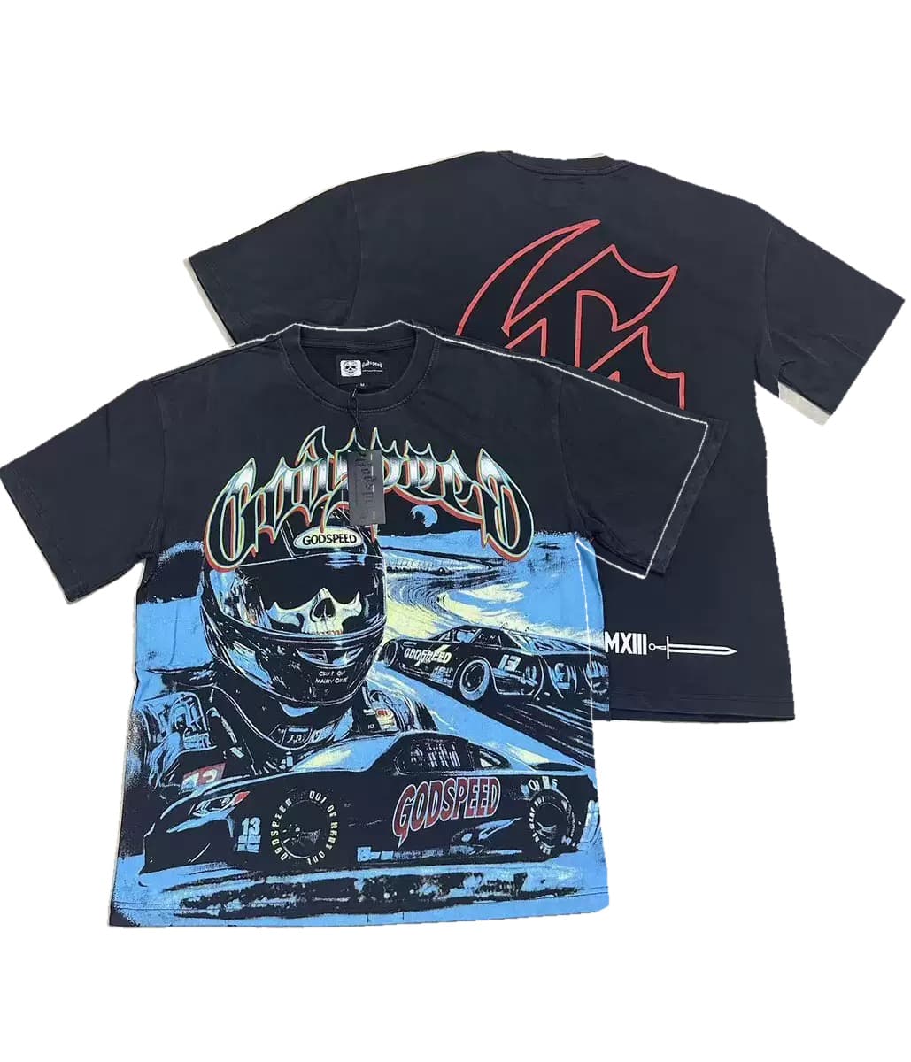 T-shirt Oversize GodSpeed - Future Driver - Schwarz und Blau
