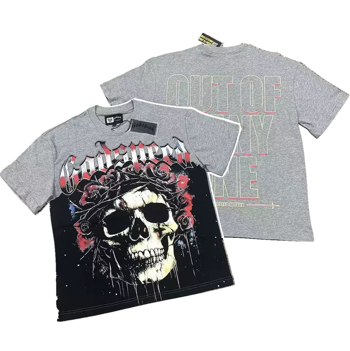 T-shirt Oversize GodSpeed - Out Of Many Skull - Grigio