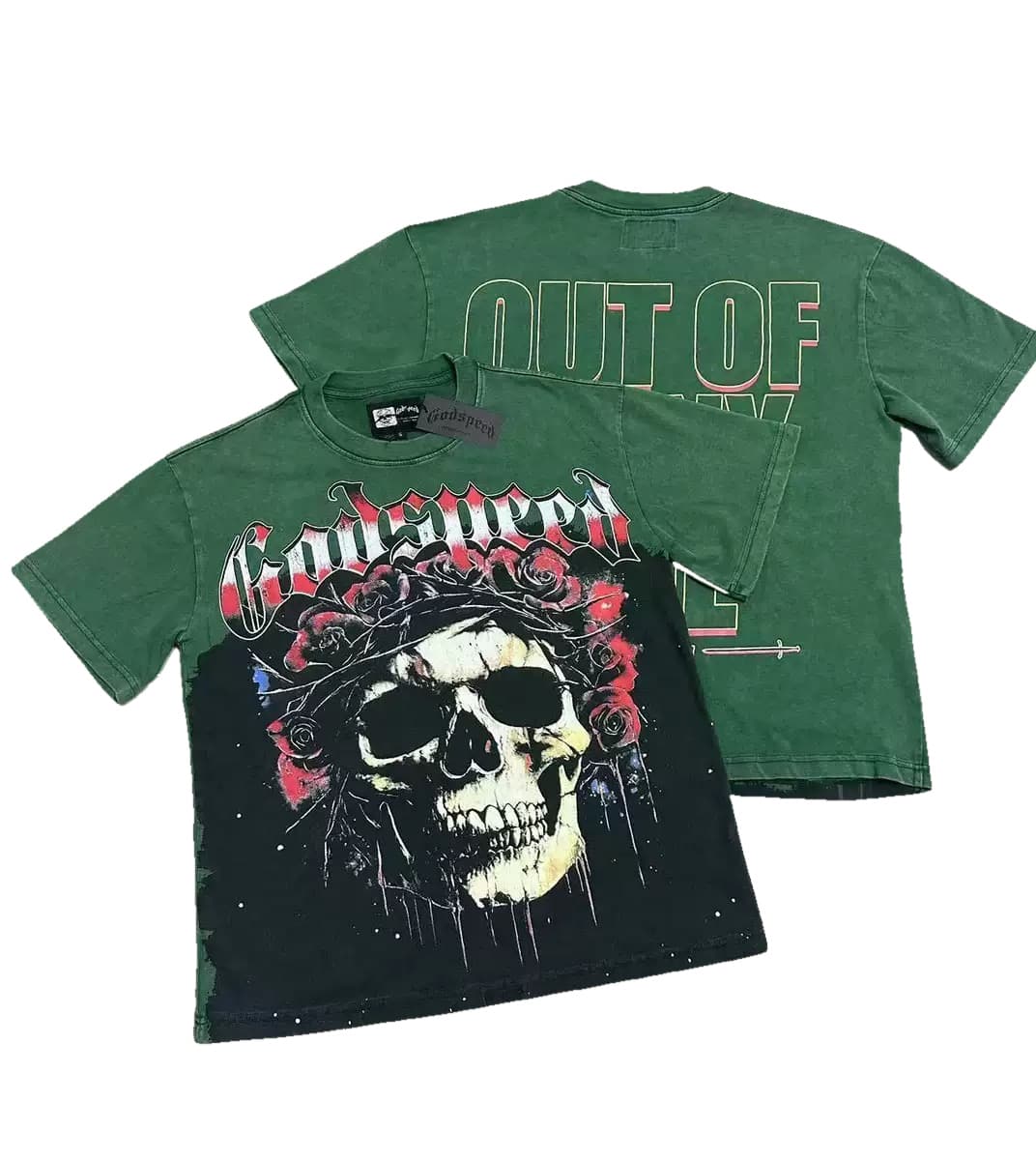 T-shirt Oversize GodSpeed - Out Of Many Skull - Grün
