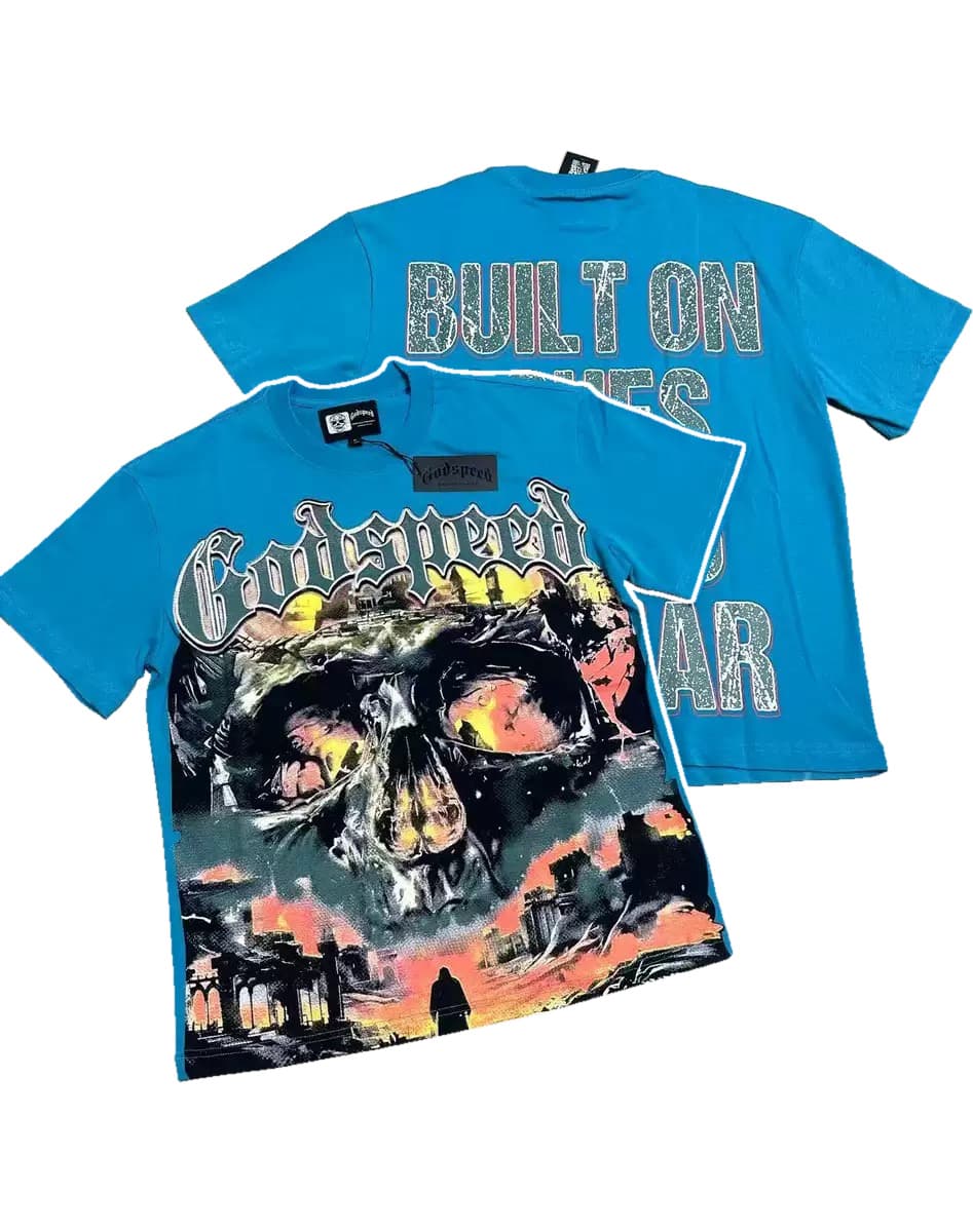 T-shirt Oversize GodSpeed - Built On Fire - Blau