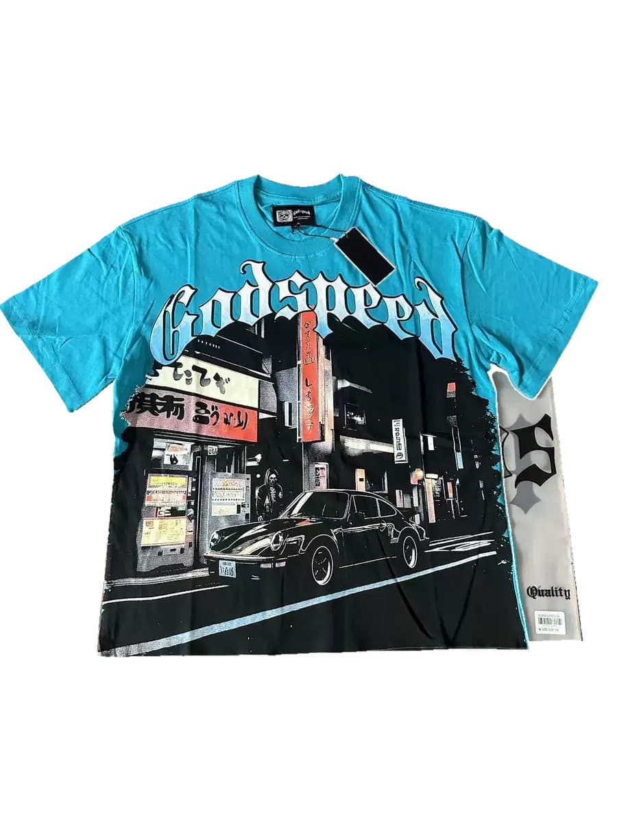 T-shirt Oversize GodSpeed - City Drive - Blau