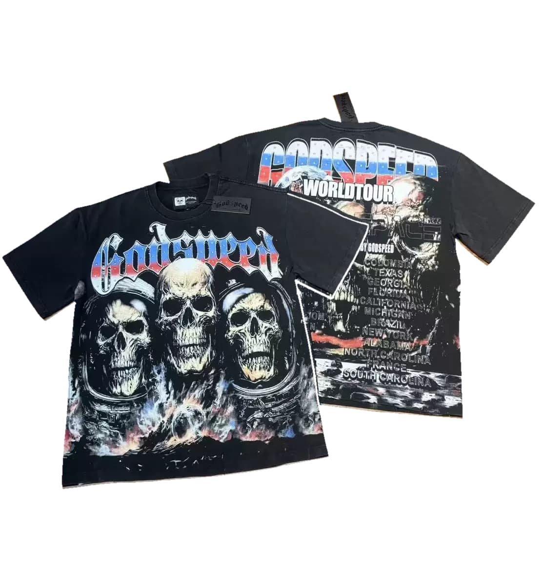 T-shirt Oversize GodSpeed - World Tour Skeletons - Schwarz