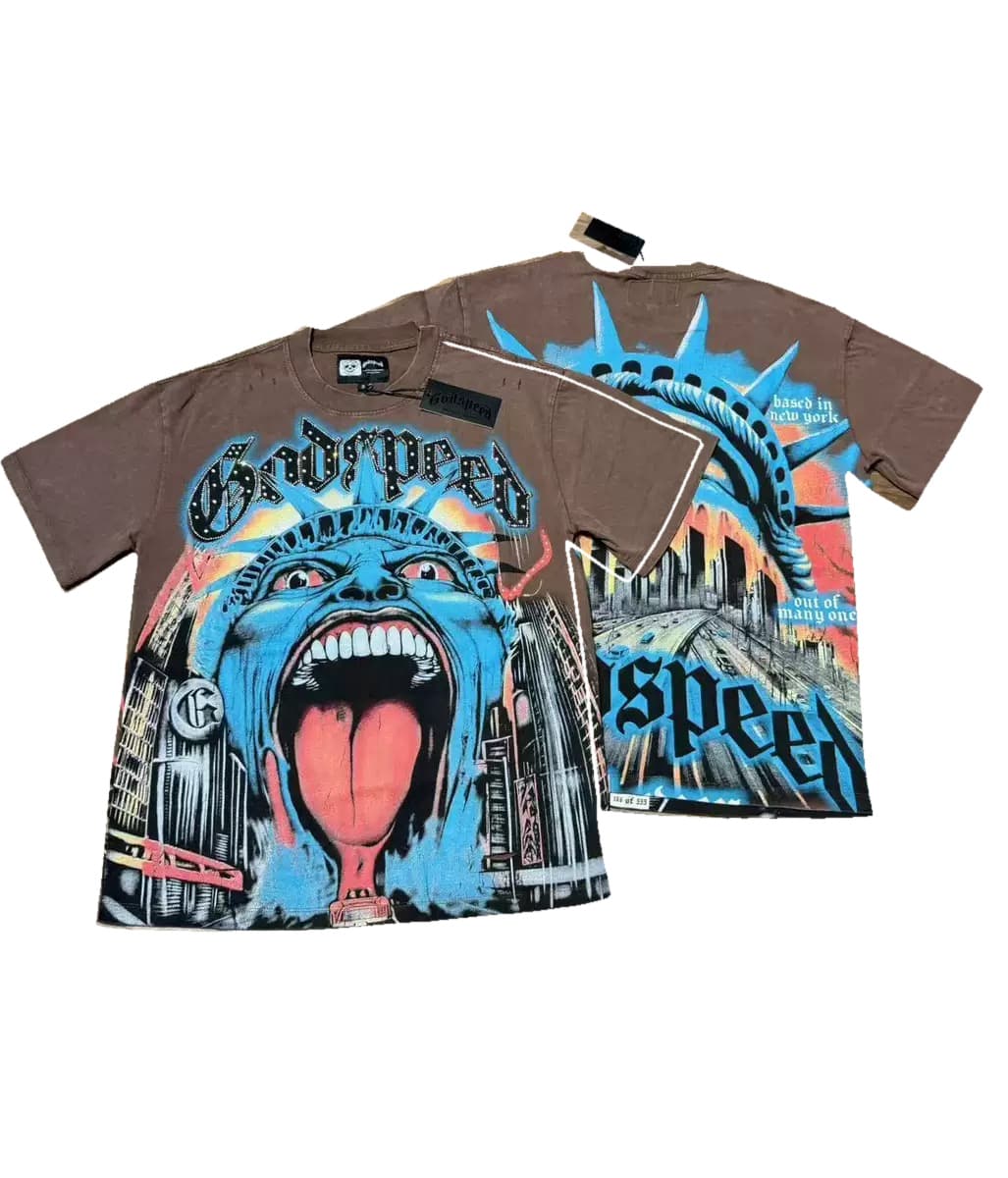 T-shirt Oversize GodSpeed - Liberty Scream - Braun