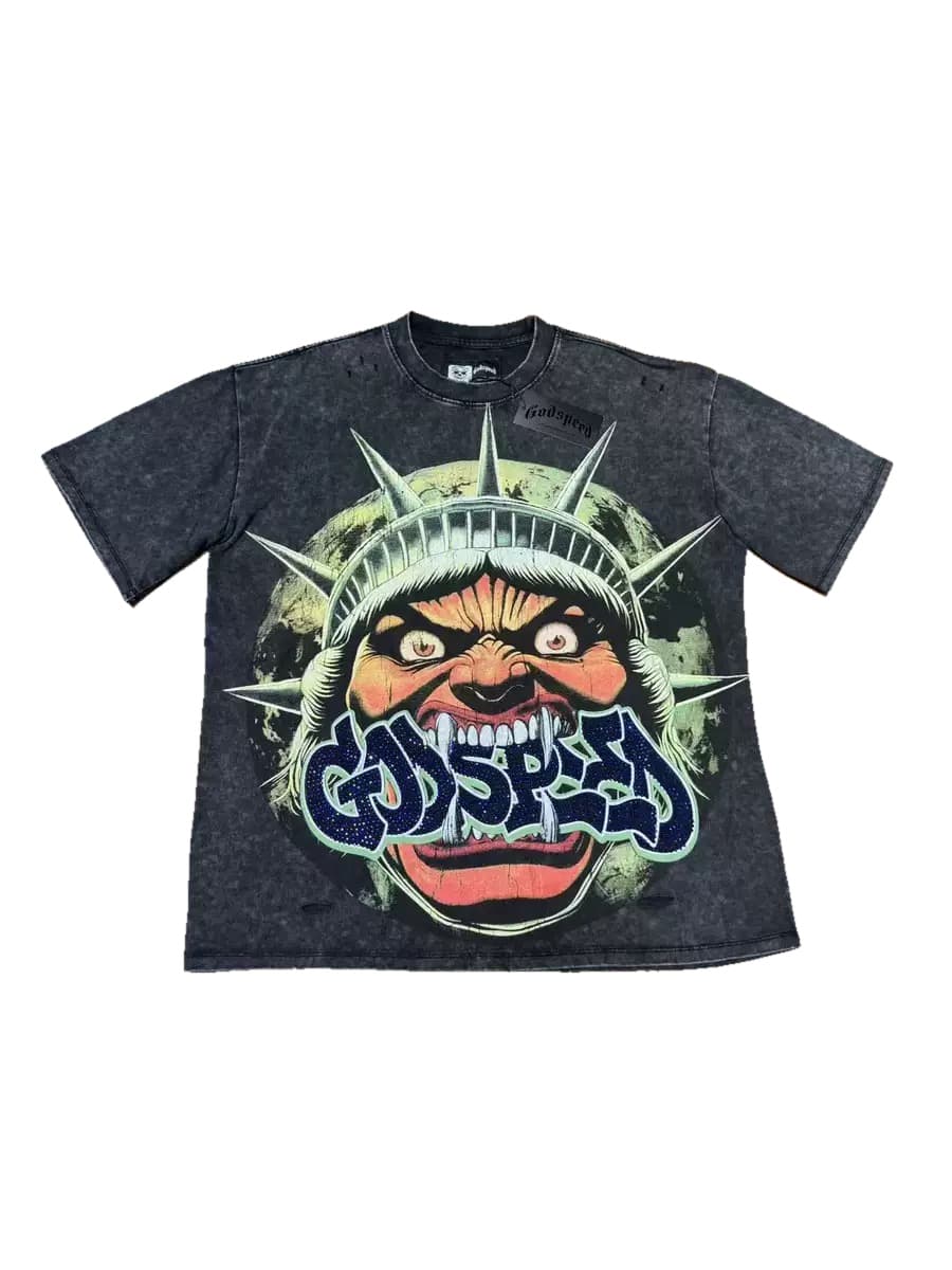 T-shirt Oversize GodSpeed - Liberty Monster - Schwarz