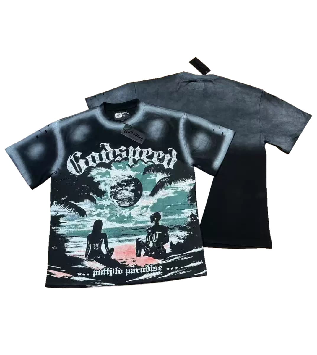 T-shirt Oversize GodSpeed - Across Mountains - Grigio