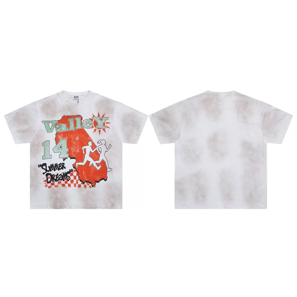 T-shirt Oversize Valley - Valley USA Distorted - Bianco washed