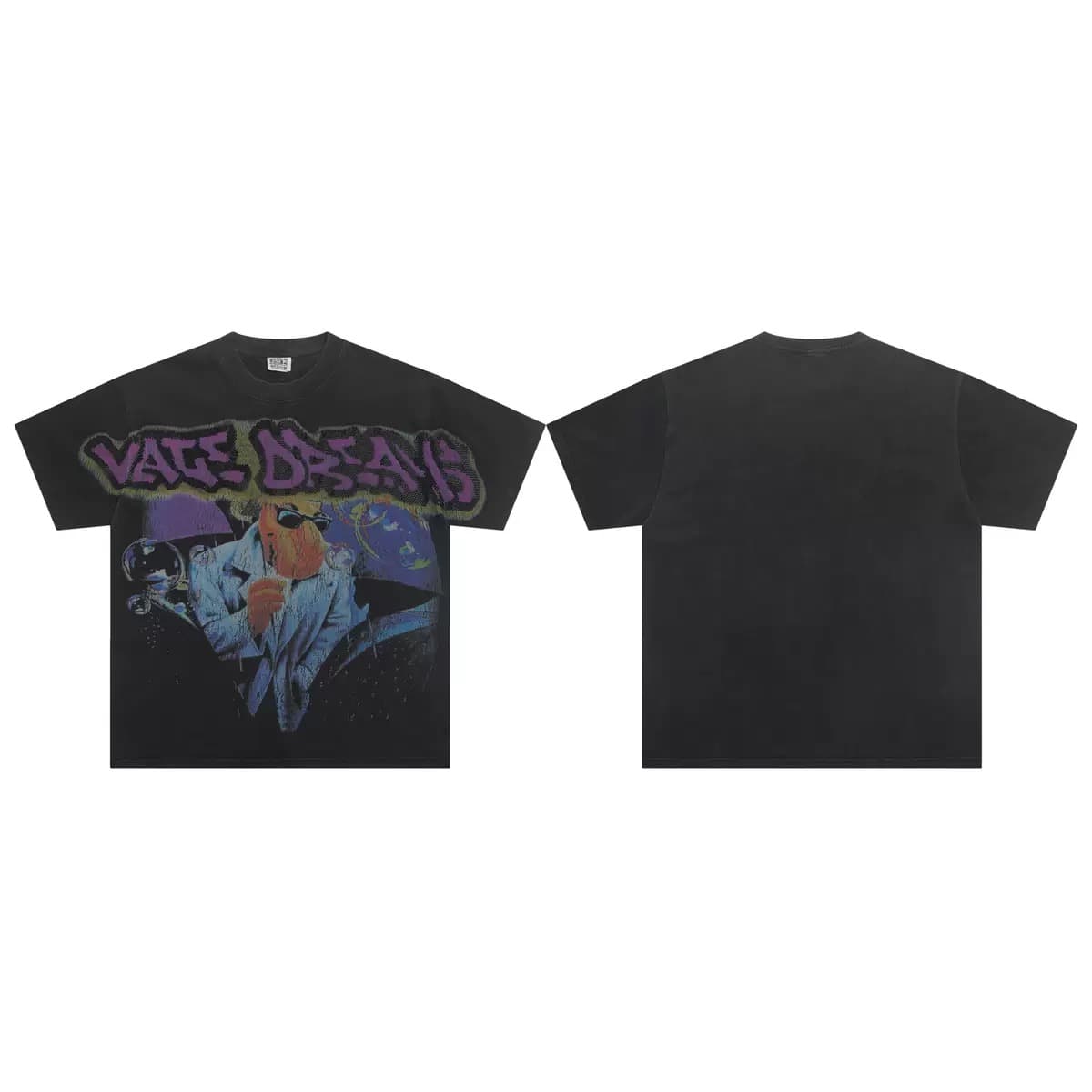T-shirt Oversize Valley - Purple Dreams - Schwarz