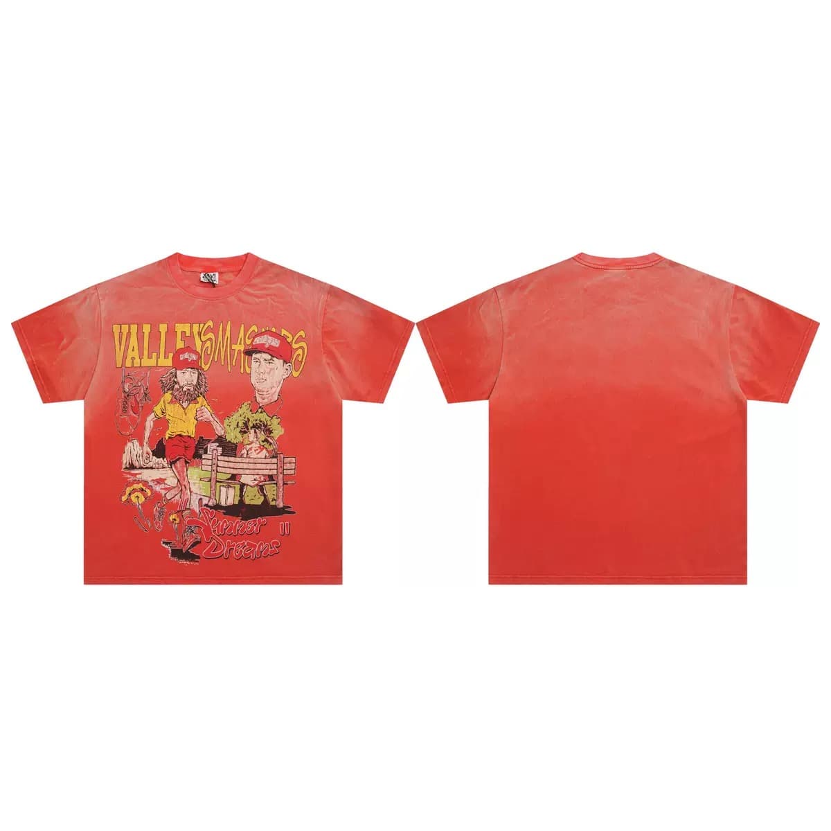 T-shirt Oversize Valley - Valley Dreams Cartoon Crew - Rot