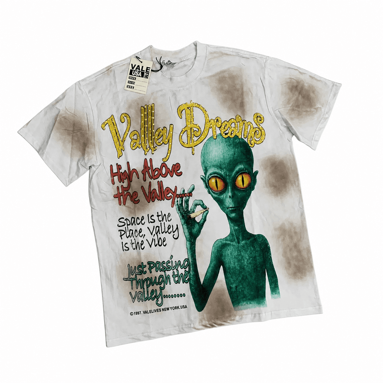 T-shirt Oversize Valley - Alien Space - Bianco washed
