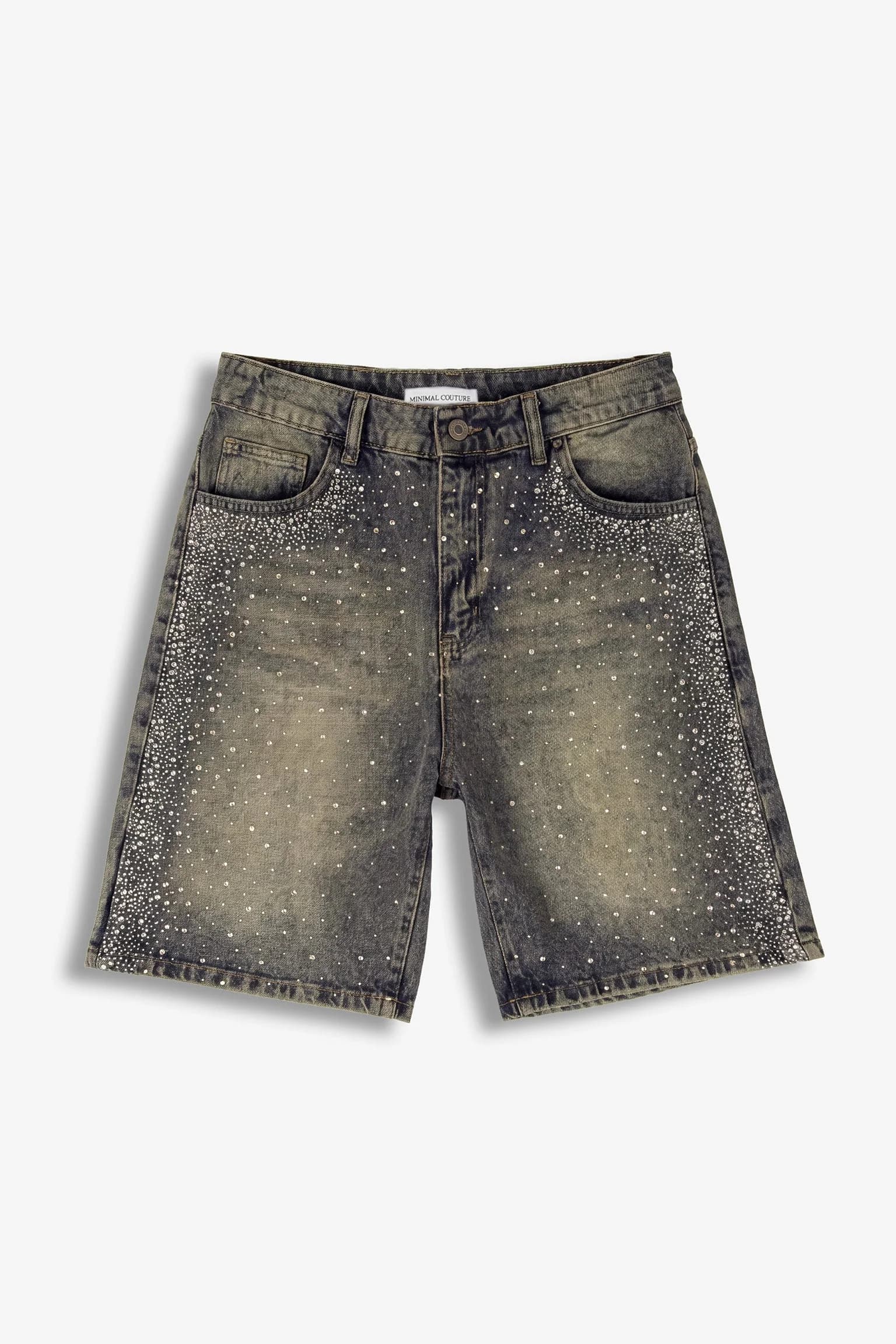 Blaue Crystal-Jeansshorts
